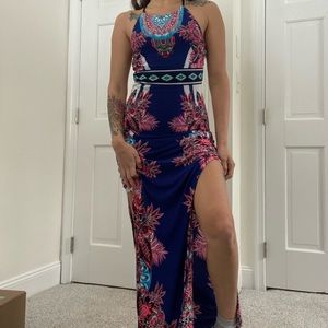 Double slit maxi dress